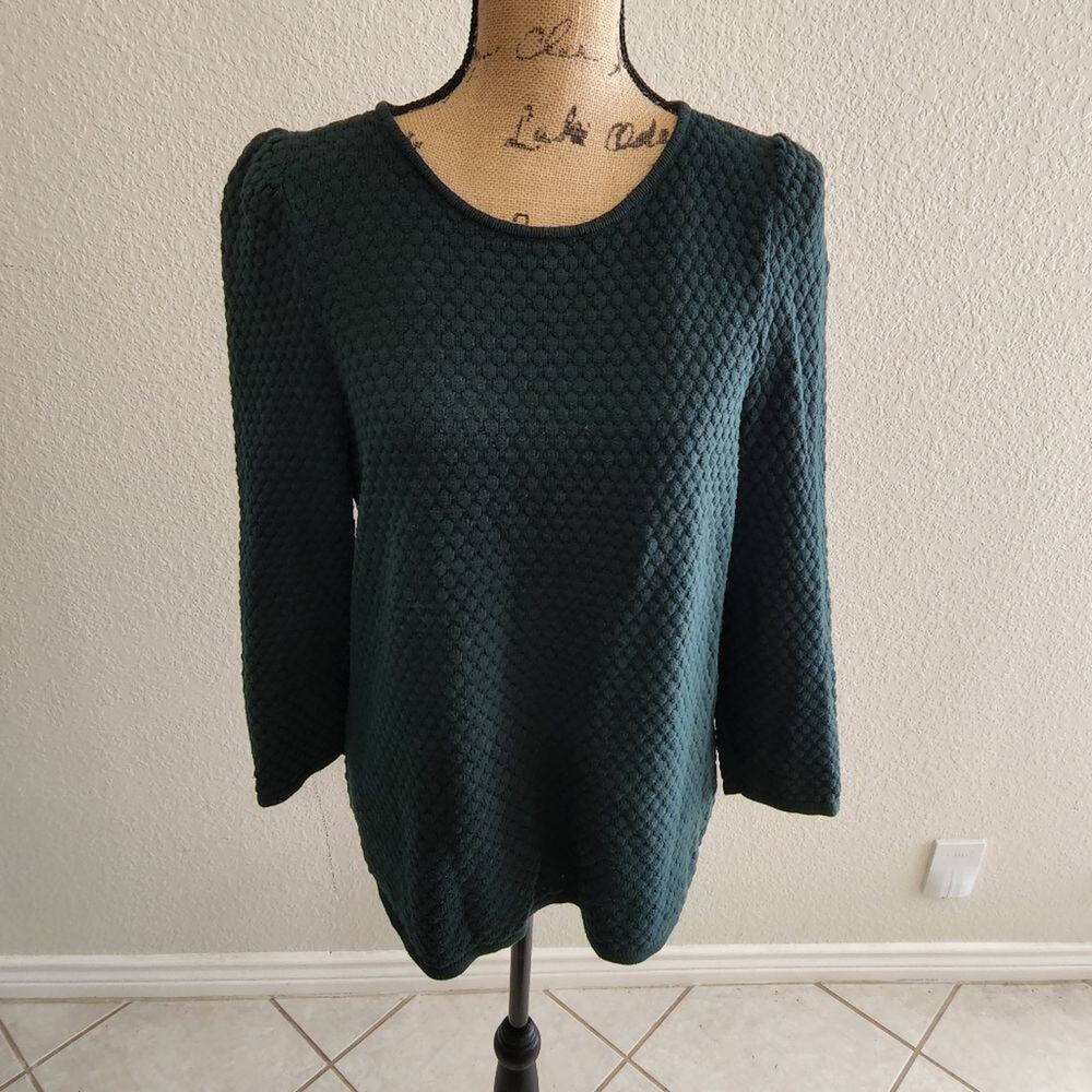 ANTONIO MELANI hunter green puffed sleeve sweater size large